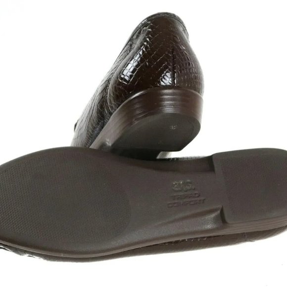 SAS Simplify 5.5 M Brown Leather Loafers Croc Embossed Womens Comfort Shoes - Picture 9 of 11